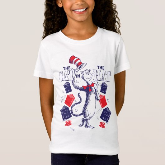 Kat in het Pet | Boeken lezen T-shirt (Voorkant)