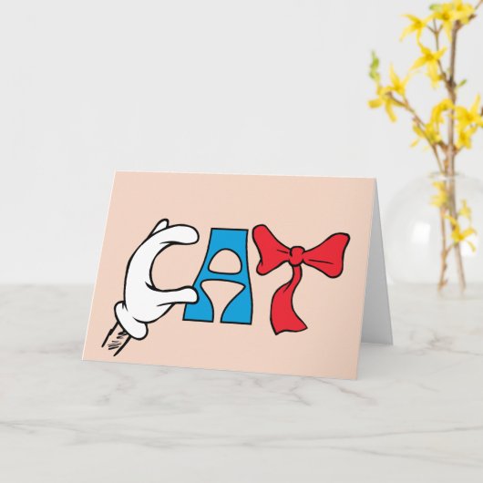 Kat in het Pet | CAT-tekst Kaart (Gele Bloem)