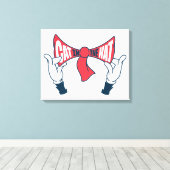 Kat in het Pet | Cat Text Bow-Stropdas Canvas Afdruk (Insitu (Houten vloer))