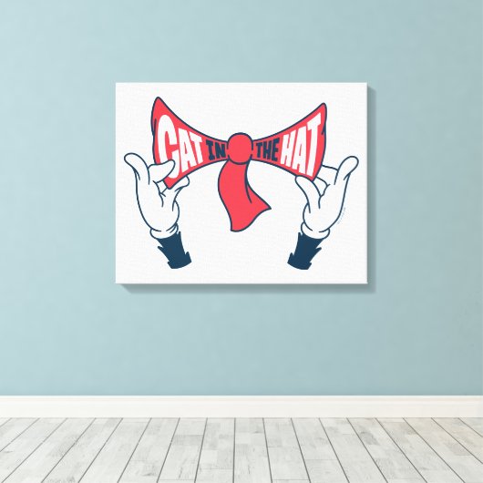 Kat in het Pet | Cat Text Bow-Stropdas Canvas Afdruk (Insitu (Houten vloer))