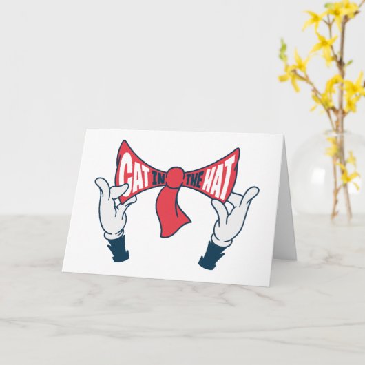 Kat in het Pet | Cat Text Bow-Stropdas Kaart (Gele Bloem)
