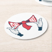 Kat in het Pet | Cat Text Bow-Stropdas Ronde Kartonnen Onderzetter (Gebogen)