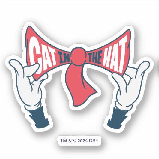 Kat in het Pet | Cat Text Bow-Stropdas Sticker (Voorkant)