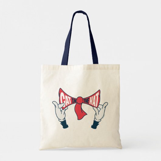 Kat in het Pet | Cat Text Bow-Stropdas Tote Bag (Achterkant)