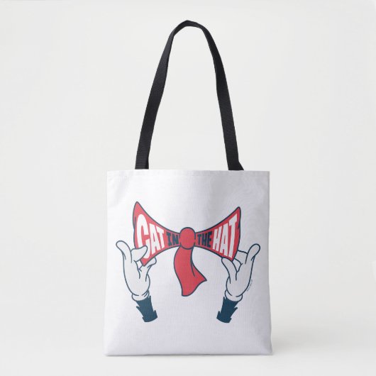 Kat in het Pet | Cat Text Bow-Stropdas Tote Bag (Voorkant)