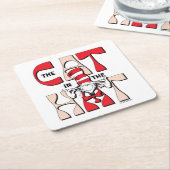 Kat in het Pet | De Gekke kat in het Pet Kartonnen Onderzetters (Schuin)