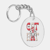 Kat in het Pet | De Gekke kat in het Pet Sleutelhanger (Voorkant Links)