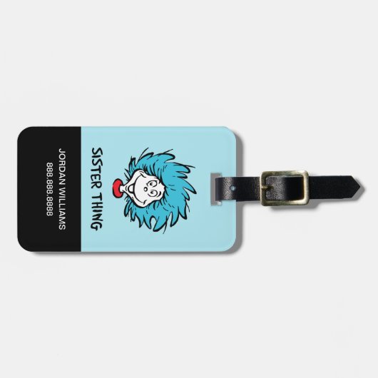 Kat in het Pet Ding Een Ding Twee - Zuster Ding Bagagelabel (Voorkant horizontaal)