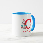 Kat in het Pet, ding een naam & monogram c Mok (Voorkant rechts)