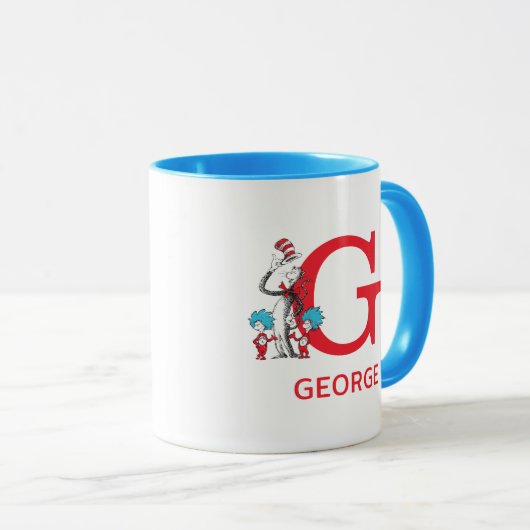 Kat in het Pet, ding een naam & monogram g Mok (Voorkant rechts)