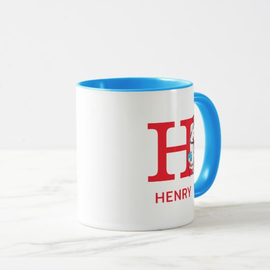 Kat in het Pet, ding een naam & monogram h Mok (Voorkant rechts)