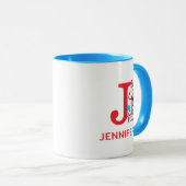 Kat in het Pet, ding een naam & monogram j Mok (Voorkant rechts)