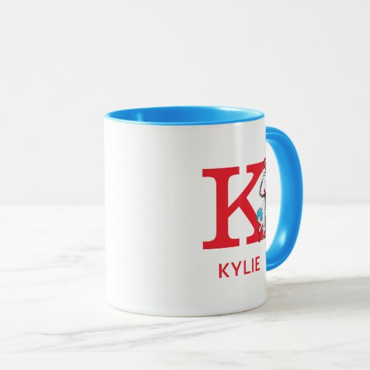 Kat in het Pet, ding een naam & monogram k Mok (Voorkant rechts)