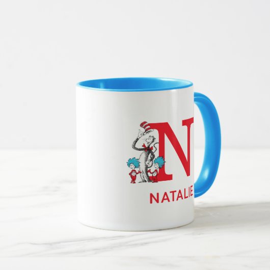 Kat in het Pet, ding één naam & monogram N Mok (Voorkant rechts)