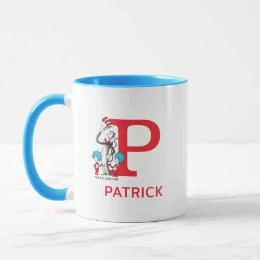 Kat in het Pet, ding een naam & monogram P Mok (Links)