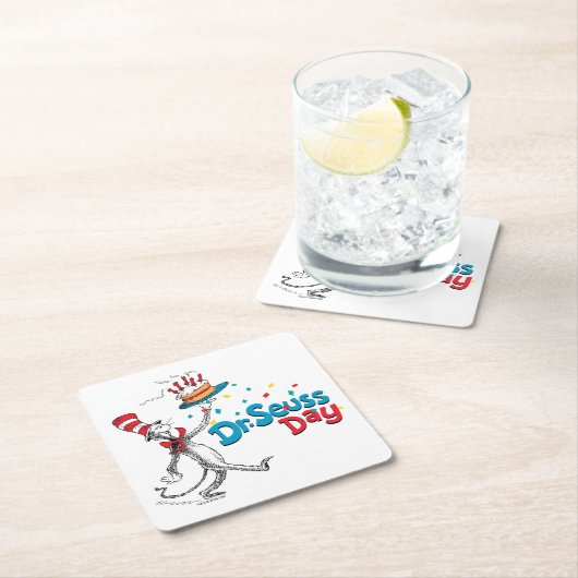 Kat in het Pet | Dr. Seuss Day Kartonnen Onderzetters (Insitu)