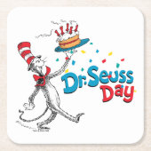 Kat in het Pet | Dr. Seuss Day Kartonnen Onderzetters (Voorkant)