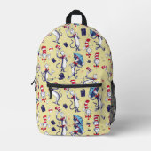 Kat in het Pet | geel patroon Bedrukte Rugzak (Voorkant)