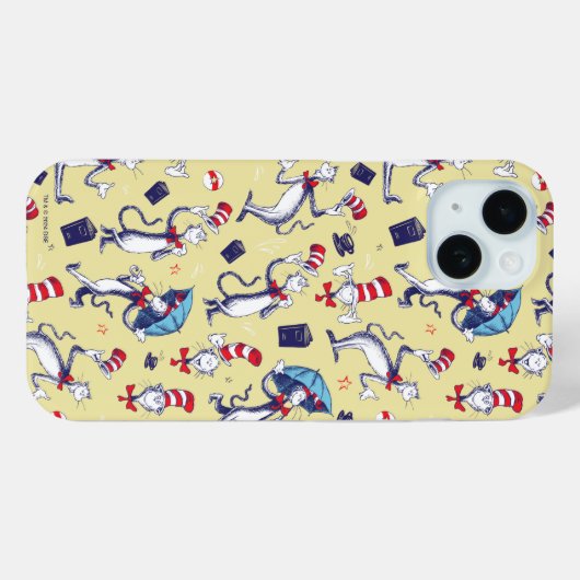 Kat in het Pet | geel patroon Case-Mate iPhone Case (Achterkant (horizontaal))