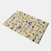 Kat in het Pet | geel patroon Deurmat (Schuin)