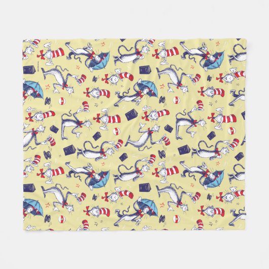 Kat in het Pet | geel patroon Fleece Deken (Voorkant (Horizontaal))