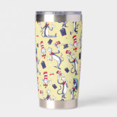 Kat in het Pet | geel patroon Geïsoleerde Drinkbeker (Achterkant)