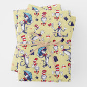 Kat in het Pet | geel patroon Inpakpapier Vel (In situ)