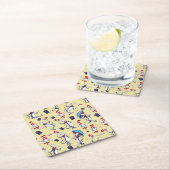 Kat in het Pet | geel patroon Kartonnen Onderzetters (Insitu)