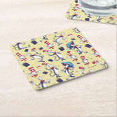 Kat in het Pet | geel patroon Kartonnen Onderzetters (Schuin)