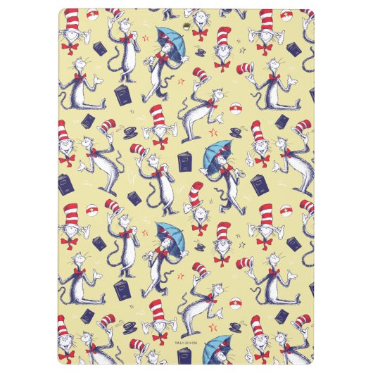 Kat in het Pet | geel patroon Klembord (Achterkant)