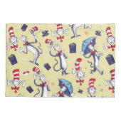 Kat in het Pet | geel patroon Kussensloop (Achterkant-Links)