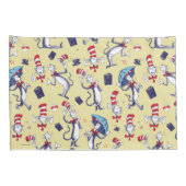 Kat in het Pet | geel patroon Kussensloop (Achterkant-Rechts)