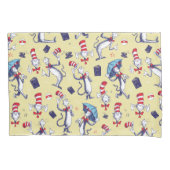 Kat in het Pet | geel patroon Kussensloop (Voorkant-Links)