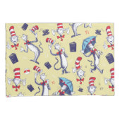 Kat in het Pet | geel patroon Kussensloop (Voorkant-Rechts)