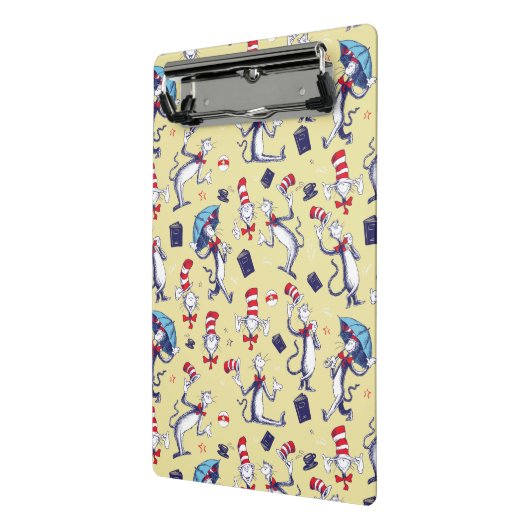 Kat in het Pet | geel patroon Mini Klembord (Angled2)