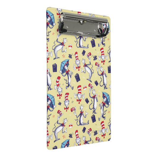 Kat in het Pet | geel patroon Mini Klembord (Schuin)