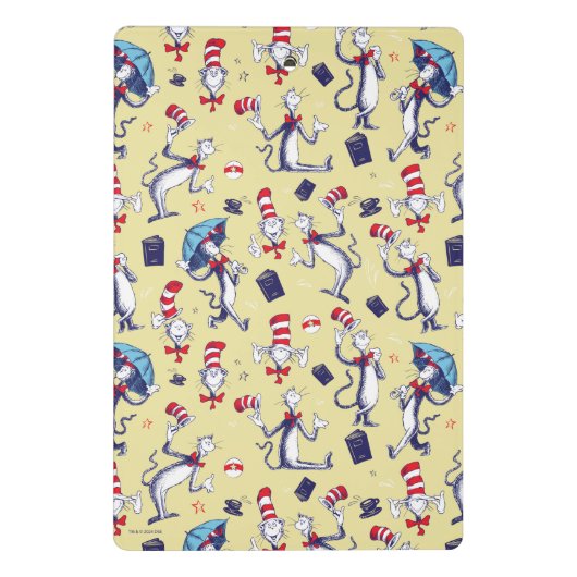 Kat in het Pet | geel patroon Mini Klembord (Achterkant)