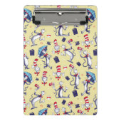Kat in het Pet | geel patroon Mini Klembord (Voorkant)