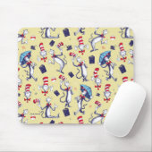 Kat in het Pet | geel patroon Muismat (Met muis)