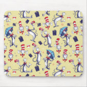 Kat in het Pet | geel patroon Muismat (Voorkant)