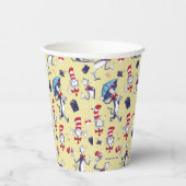 Kat in het Pet | geel patroon Papieren Bekers (Rechts)
