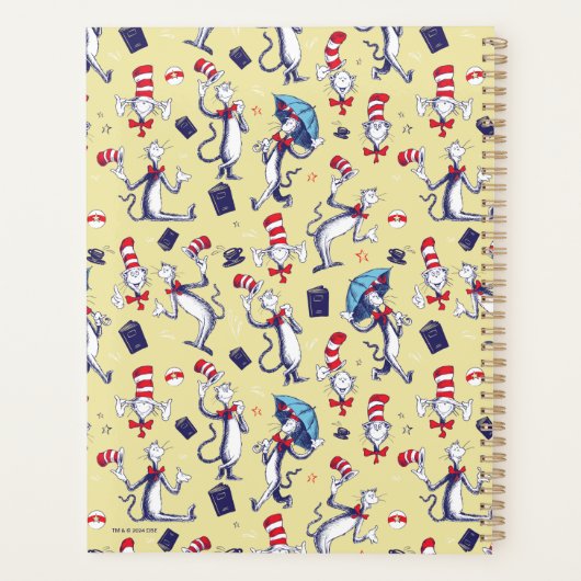 Kat in het Pet | geel patroon Planner (Achterkant)