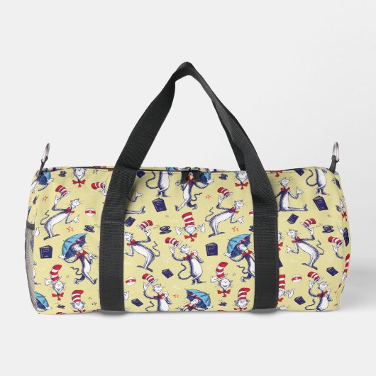 Kat in het Pet | geel patroon Plunjezak (Achterkant)