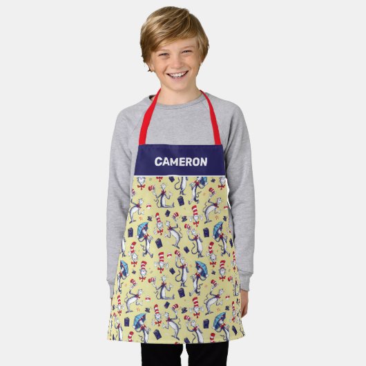 Kat in het Pet | geel patroon Schort (Gedragen)