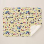 Kat in het Pet | geel patroon Sherpa Deken (Voorkant (horizontaal))