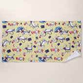 Kat in het Pet | geel patroon Strandlaken (Voorkant)