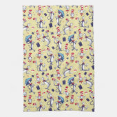 Kat in het Pet | geel patroon Theedoek (Verticaal)
