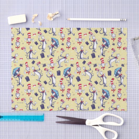 Kat in het Pet | geel patroon Tissuepapier (Craft)