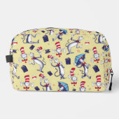 Kat in het Pet | geel patroon Toilettasje (Voorkant)