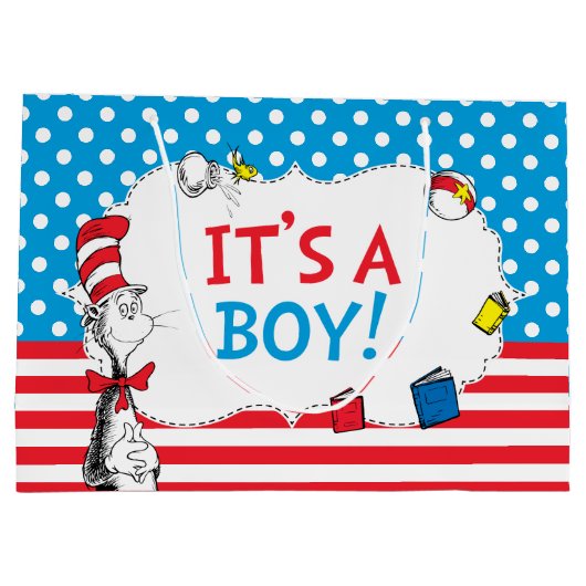 Kat in het Pet | Het is een Boy Baby shower Groot Cadeauzakje (Achterkant)